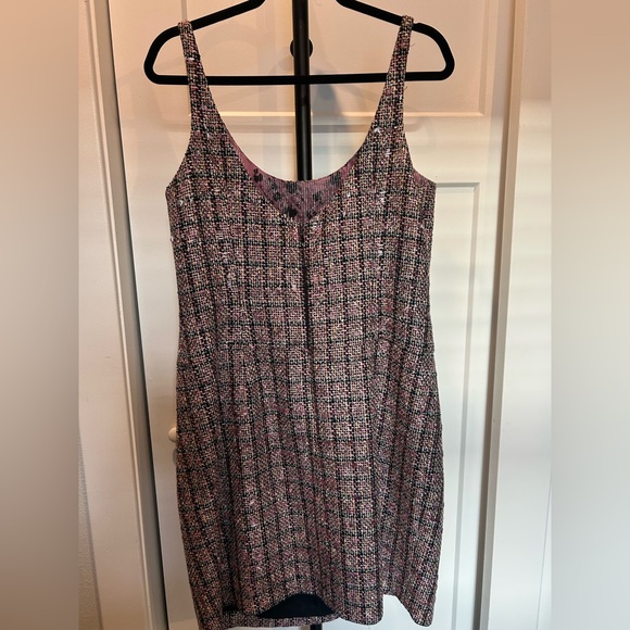 Carmen Marc Valco Purple Black Multicolor Tweed Dress Beaded Sheath Size 14 $595 - Picture 6 of 11